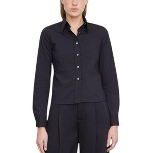 Vince Dark Blue Stretch Poplin Slim-Fit Shirt 00